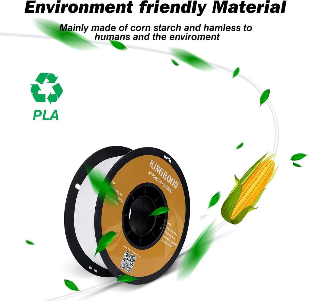 Kingroon PLA Plus 3D Printer Filament,PLA+ 16 Rolls,Dimensional Accuracy +/-0.03mm,16kg Spool(35.3lbs),1.75 mm,2White 2Grey 2Black Red Blue Green Yellow Silver Skin Purple Transparentwhite Orange Gold