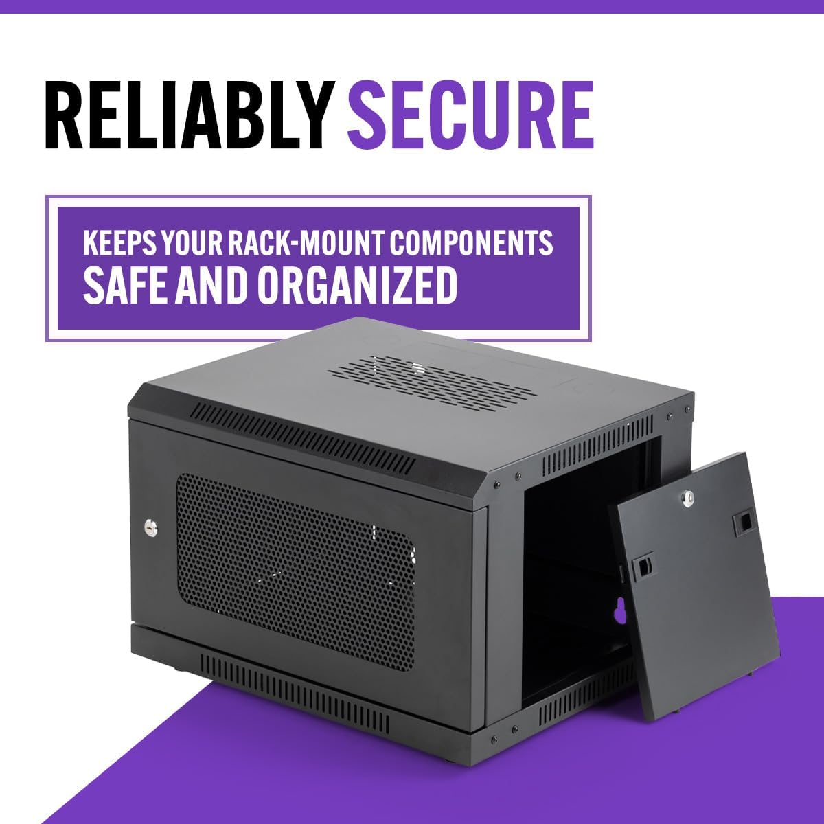 On-Stage RKD6000 6U Wall-Mount Knock-Down Rack (Enclosed Steel Cabinet for Rack-Mount Components, Portable, Mountable, Vented, Lockable Doors, Port Knockouts, Casters, Rubber Feet, Flat Packed, Black)