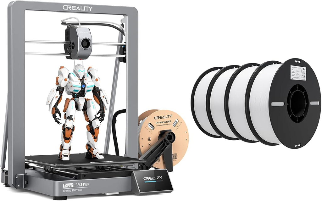 Creality Ender 3 V3 Plus 3D Printer Bundle with PLA Filament 1.75mm 4 Packs（4 White）
