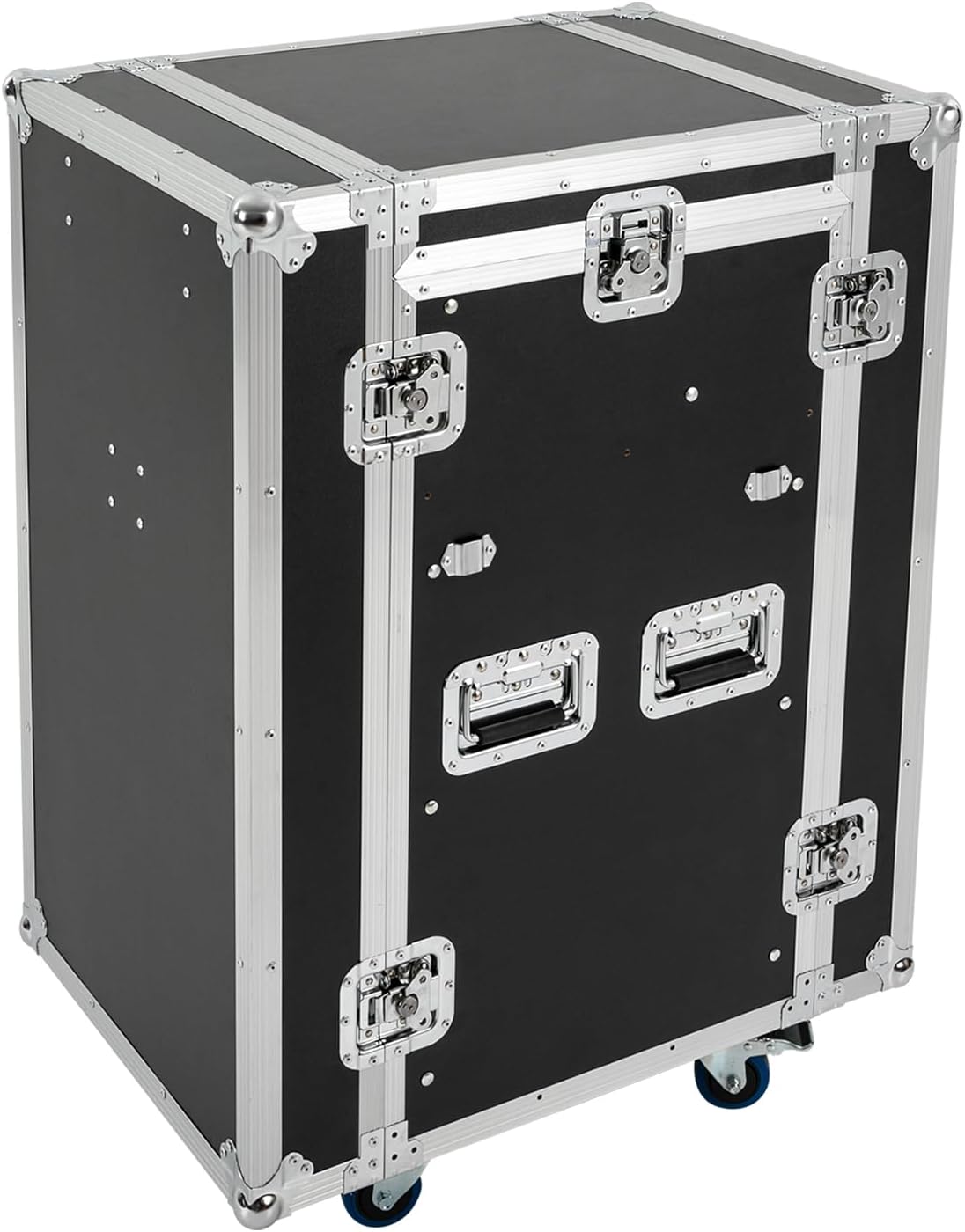 14U PA DJ Pro Audio Rack/Road ATA Case with DJ Work Table Top, Heavy-Duty Plywood Av Rack Case with Casters, Mobile 2 Tiers Studio Rack for Storing Electronic Equipment, Metal Corners