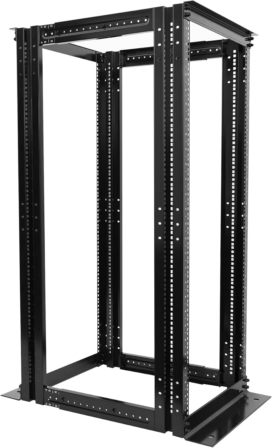 GLOBALRACK 4-Post 25U Open Frame Server Rack/19in Server Network Rack Adjustable Depth 24-35inch Suitable for Computer/Audio Video/Data/IT Equipment/Cold Rolled Steel Heavy Duty Rack (4POST RACK-025)