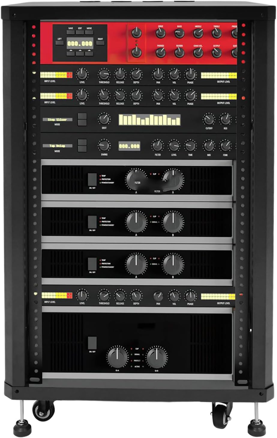 18U Stereo & Studio Rack with Wheels Rolling Network Cabinet Open Frame Audio Component Rack Cabinet Recording Studio Racks with Lifting Handle for Video Music Recording & IT Equipment-Black