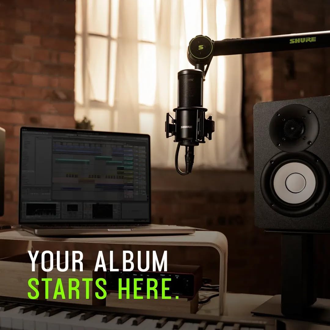 Shure SM4 Studio Recording Microphone Kit, XLR Home Studio Condenser Mic with Mix-Ready Audio - All-Metal Construction, Includes Detachable Magnetic Pop Filter & Shock Mount (SM4-K-KIT)