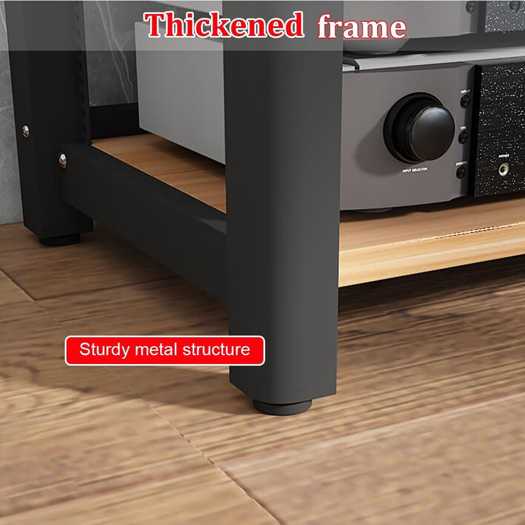 2/3/4/5 Tier Audio Cabinet Record Player Stand Audio Rack, AV Component Media Stand, Tower Player Stand, Home Stereo Rack System With Height-Adjustable Shelf, For DVD Players TV Box Game Console(Black