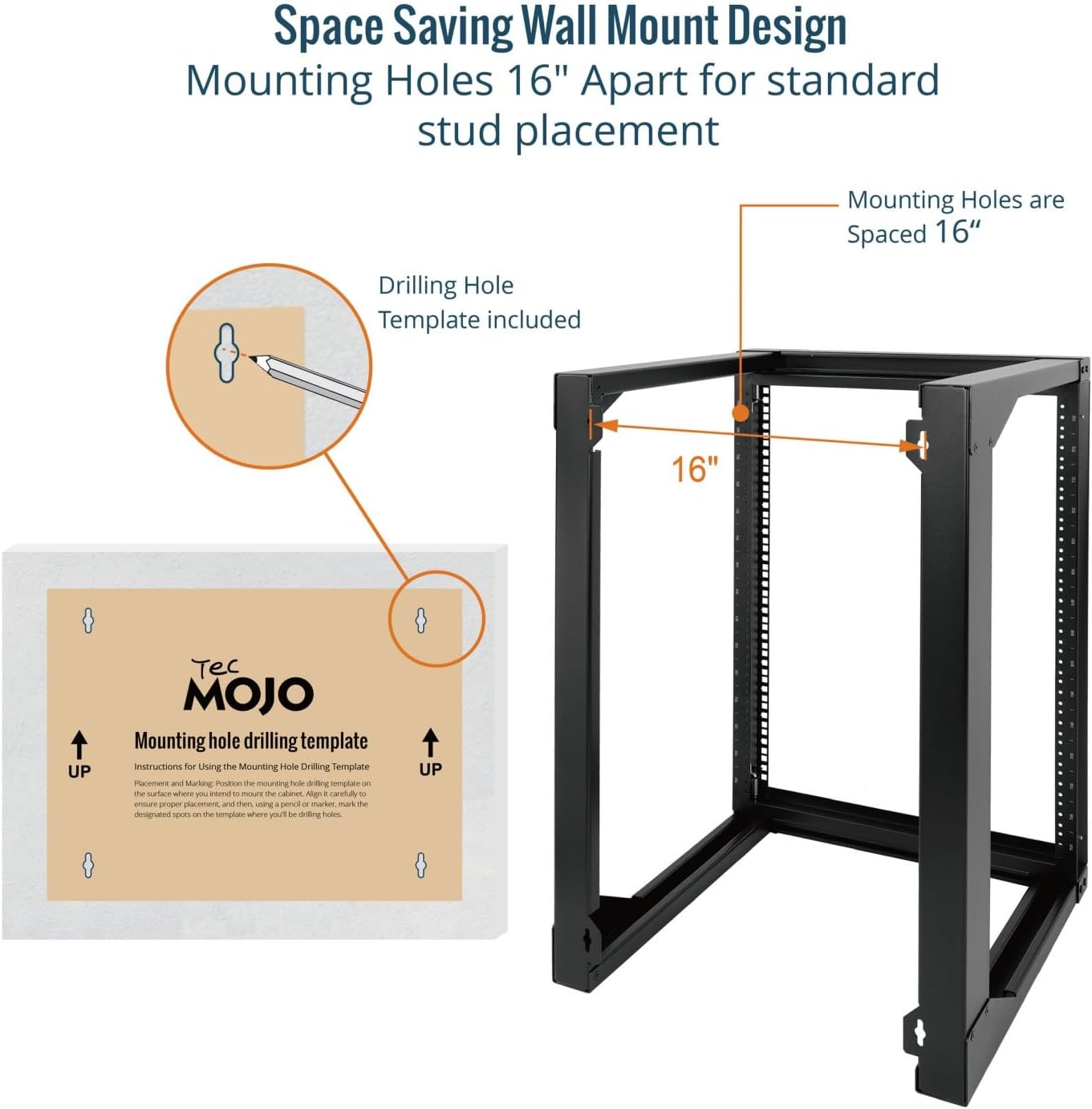 Tecmojo 15U Server Rack with Swing Gate, 15U Rack for 19inch Computer/AV/Data/IT/Media Equipment, Wall Mount Server Rack with 18inch Depth, Square&Tapped Holes
