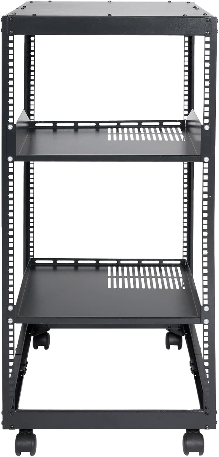 VEVOR 20U Open Frame Server Rack, 23''-40'' Adjustable Depth, Free Standing or Wall Mount Network Server Rack, 4 Post AV Rack with Casters, Holds All Your Networking IT Equipment AV Gear Router Modem