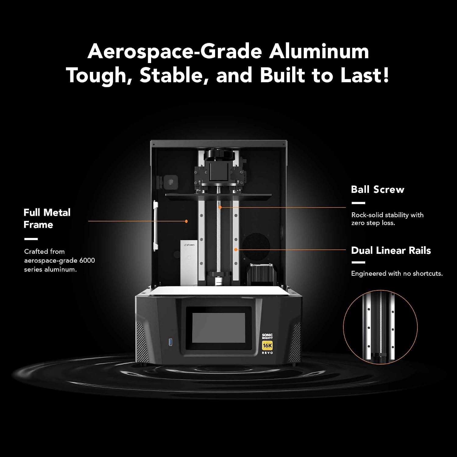 Phrozen Sonic Mighty Revo 16K LCD Resin 3D Printer, 10.1' Mono LCD, Ultra-High Resolution 14×19µm, Build Volume 211.68×118.37×235mm, One-Touch Calibration, Smart Failure Detection, App Control