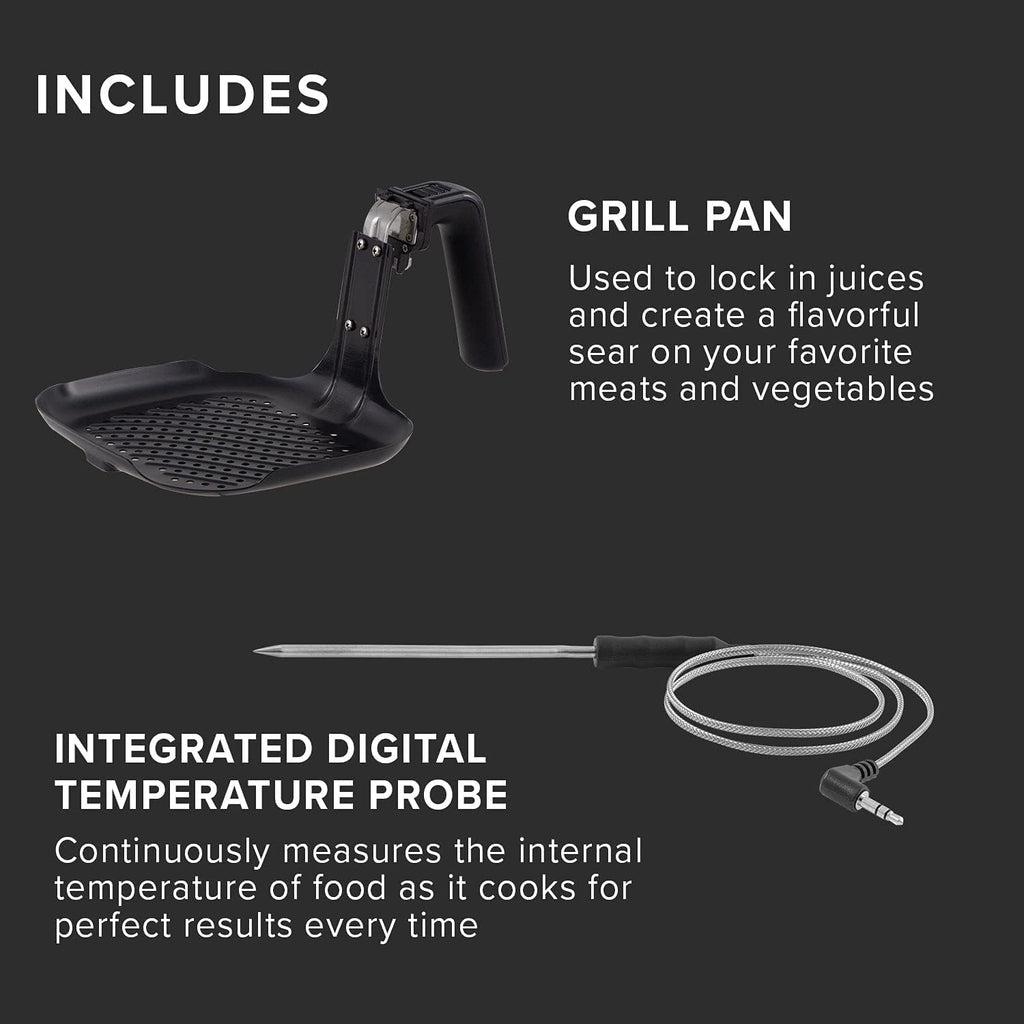 Nuwave Brio 6-Quart Healthy Digital Smart Air Fryer with Probe One-Touch Digital Controls, Advanced Cooking Functions, Removable Divider Insert & Grill Pan (NEW ACCESSORY),Black