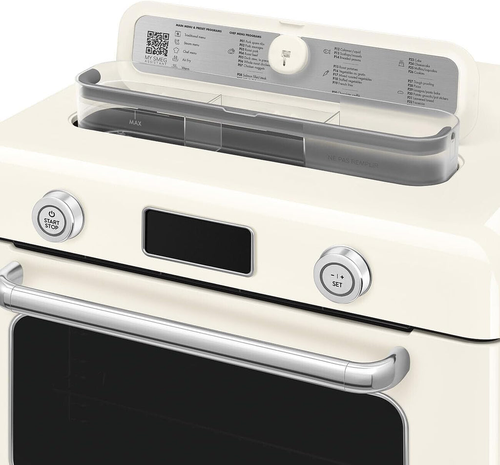 SMEG COF01Countertop Combi Oven - Multi-Function Grill, Air Fry, Steam, Bake, Convection, Defrost, and Warm, 10 Cooking Functions - Made In Italy (Cream)