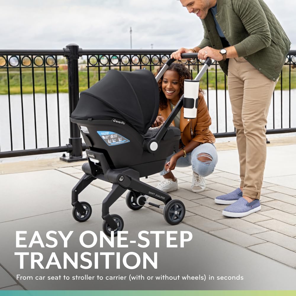 Evenflo Shyft DualRide Infant Car Seat Stroller Combo with Carryall Storage (Boone Gray)