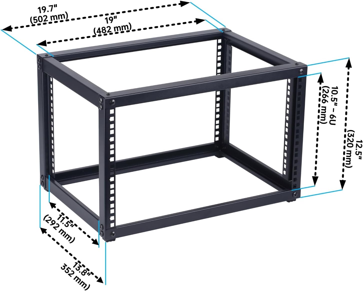 6U Open Frame Network Rack and 10-Outlet Power Sequencer Conditioner Bundle, Ideal for Audio, Networking, Studio, and Home Theater Equipment