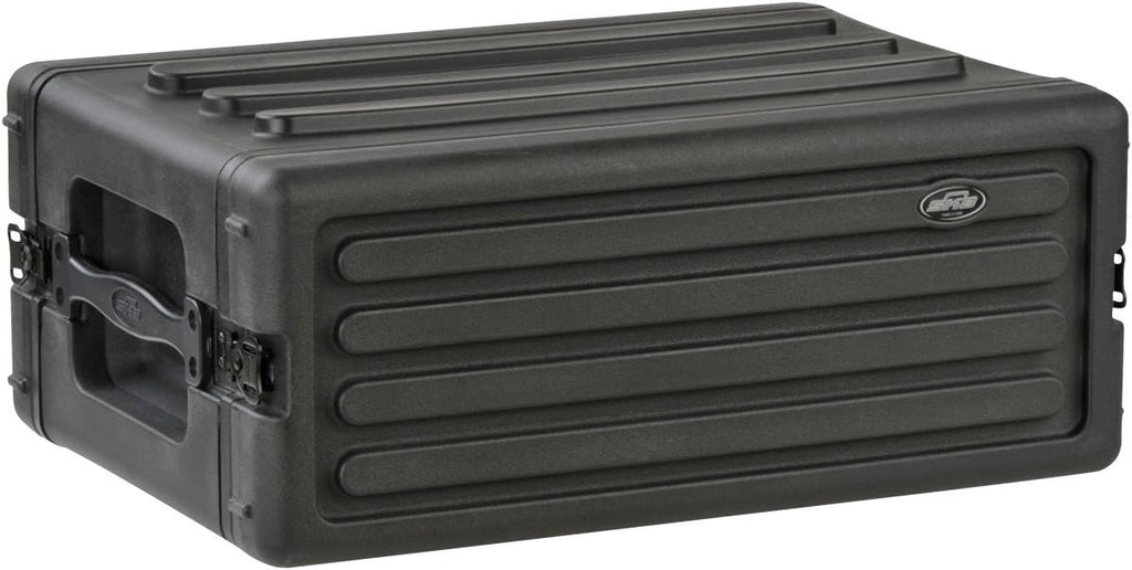SKB 4U Shallow Roto Rack Case - Durable Polyethylene Gear Protector, Stackable, Waterproof with Twist Latches & Rubber Feet for Musicians, DJs, and A/V Equipment - Secure Transport & Storage Solution