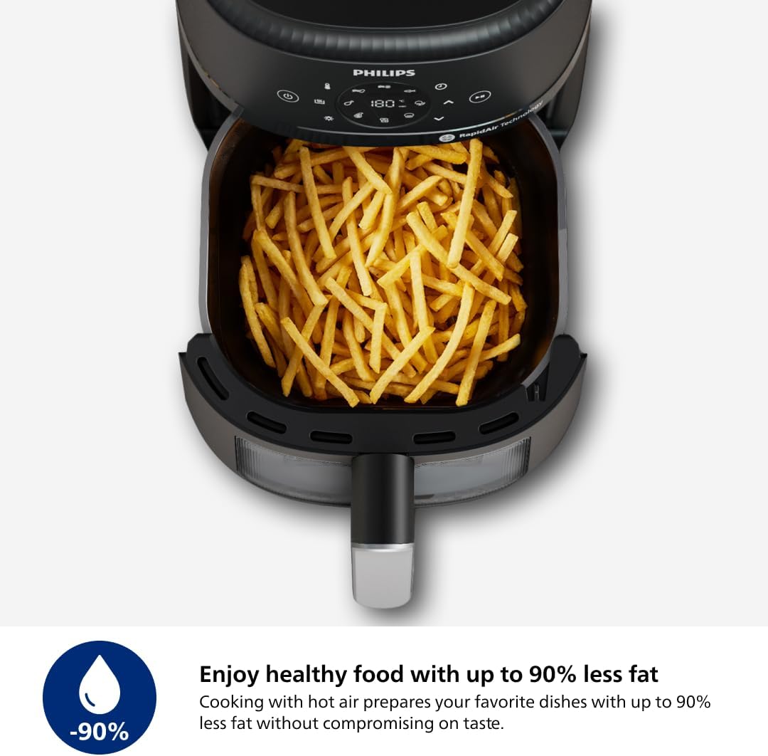 Philips Air Fryer 2000 Series - 13-in-1 functions, 6.6 Quarts, Compact Design with Cooking Window, Black, (NA231/00)