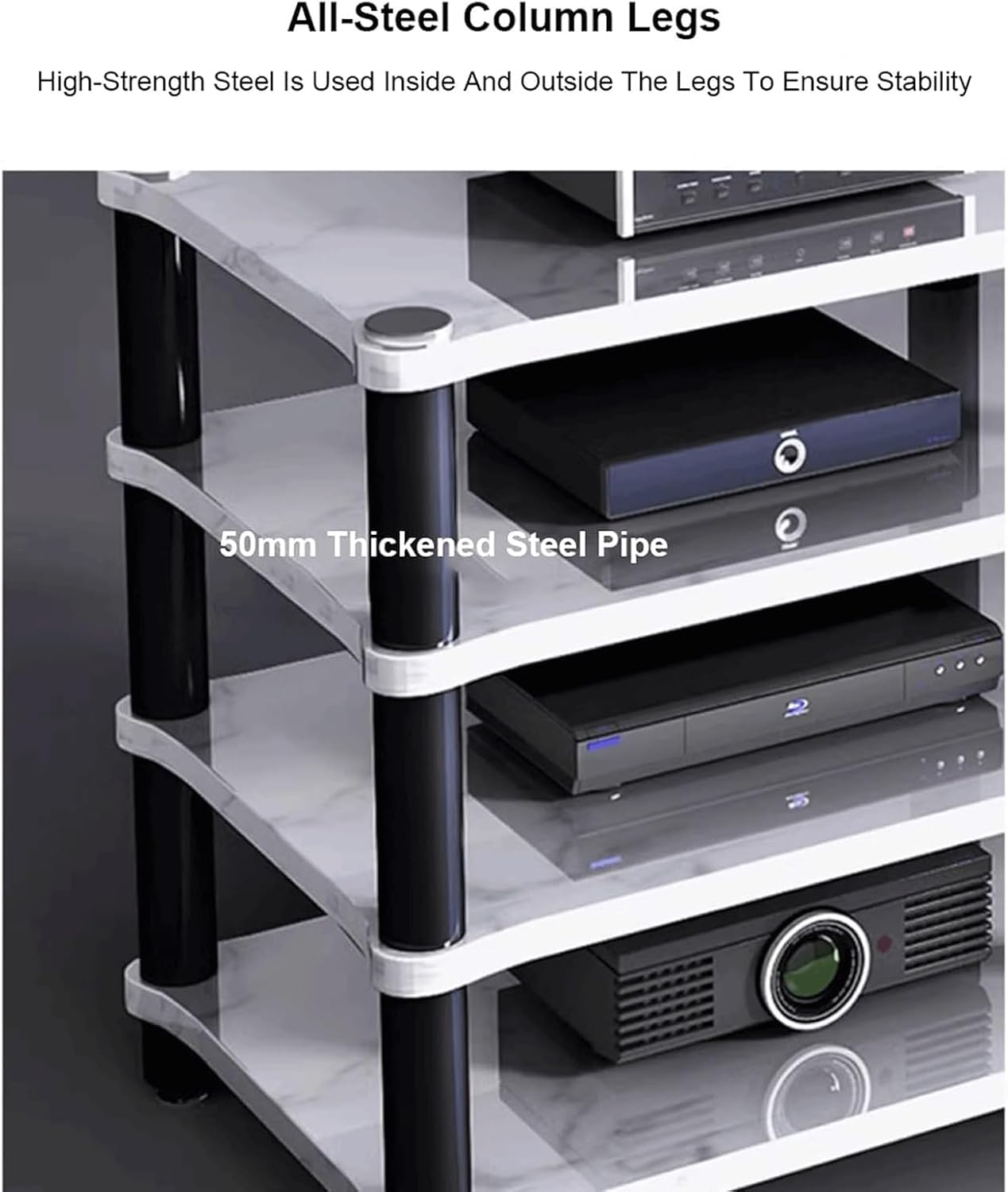 Audio Rack 1/2/3/4 Tier Stereo Rack Audio Equipment Rack Audio Stereo Shelf Wooden HiFi Rack Audio-Video Shelving Shock-Absorbing(Wei�,2 Tier)