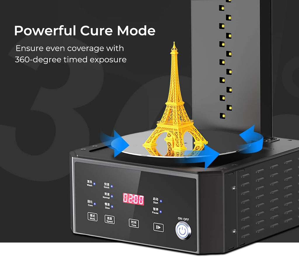 Creality Wash and Cure Station UW-01 2 in 1 Machine Resin 3D Printer UV Curing Rotary Box Bucket for LCD/DLP/SLA Washing Size 7.48x6.06x7.87 inches