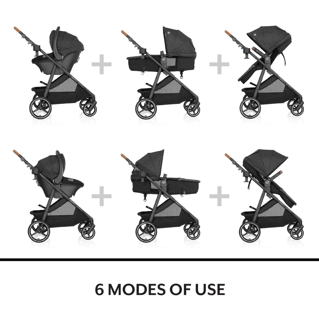 Evenflo Shyft Intuiti Travel System with Revolve180 LiteMax™ NXT Rotating Rear-Facing Lightweight Preemie and Infant Car Seat 3-30 lbs. (Black Shale)