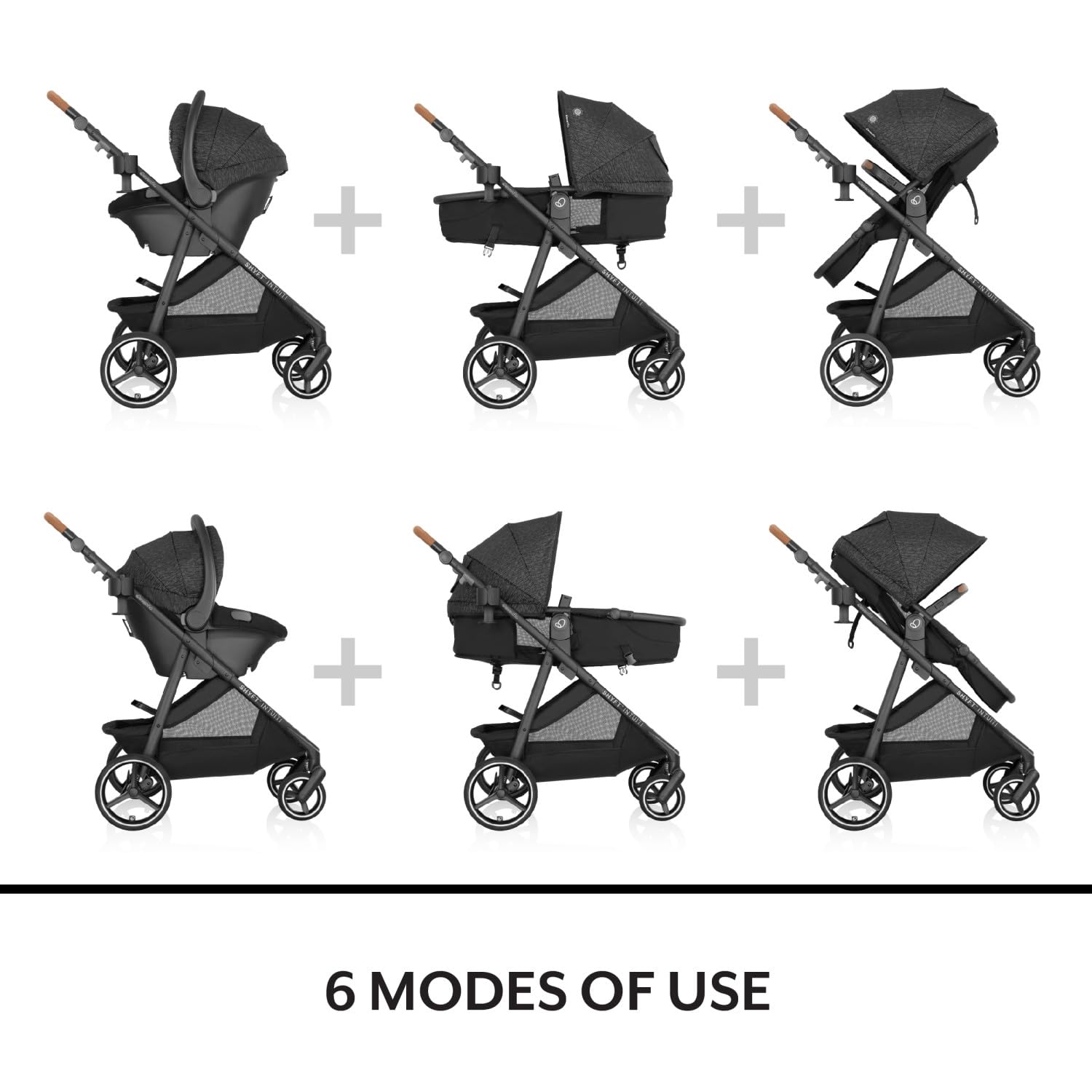 Evenflo Shyft Intuiti Travel System with Revolve180 LiteMax™ NXT Rotating Rear-Facing Lightweight Preemie and Infant Car Seat 3-30 lbs. (Black Shale)