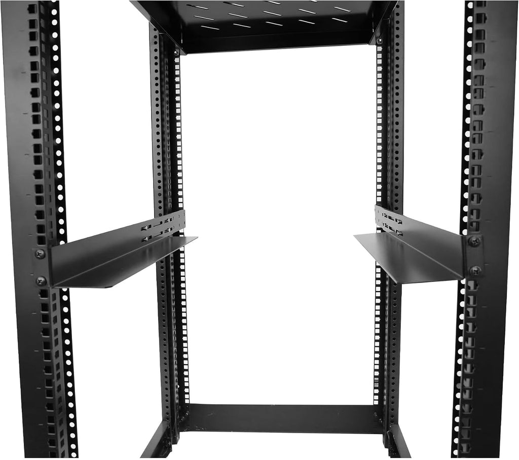 GLOBALRACK 4-Post 25U Open Frame Server Rack/19in Server Network Rack Adjustable Depth 24-35inch Suitable for Computer/Audio Video/Data/IT Equipment/Cold Rolled Steel Heavy Duty Rack (4POST RACK-025)