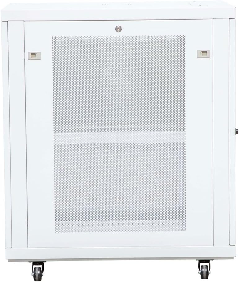 NavePoint 18U Network Cabinet with Perforated Door 18U Wall Mount Server Cabinet White 19' Rack for IT Equipment, AV Devices, Networking Equipment 33' Deep Mid-Depth Server Rack Enclosure