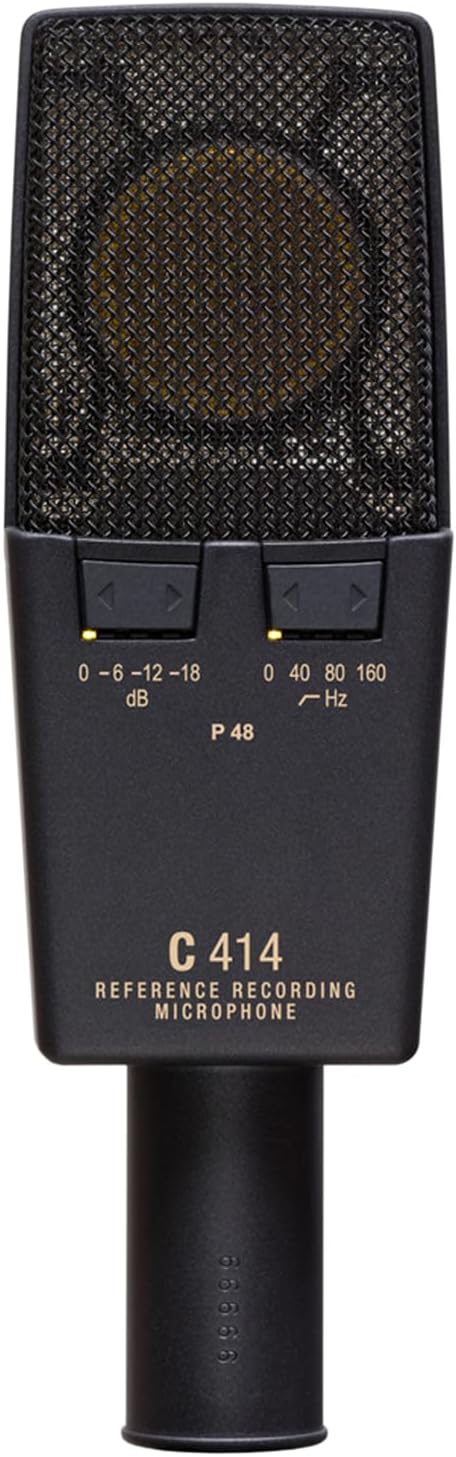 AKG Pro Audio C414 XLII Studio Grade Professional Large Diaphragm, Dual-Capsule, Vocal and Instrument Condenser Microphone with Rugged Aluminum Carrying Case. XLR Connector. Gray with Gold