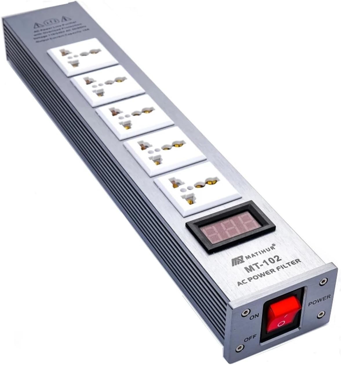 1PCS HiFi MT-102 Audio Noise AC Power Filter Power Conditioner Power Purifier Surge Protection with EU Outlets Power Strip(Silver,AU Plug)