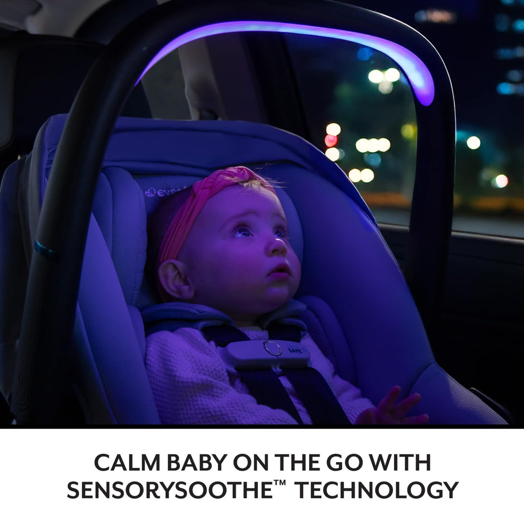 Evenflo LiteMax NXT Rear-Facing Lightweight Preemie and Infant Car Seat 3-30lbs with SensorySoothe. Easy Install with Base (Agate)