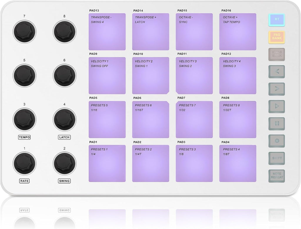 LyxJam 2x2 USB Audio Interface Bundle with ASIO, White PreSonus Eris 3.5 Studio Monitors, Bluetooth MIDI Pad Controller, Condenser Mic, Headphones, Isolation Shield & Software