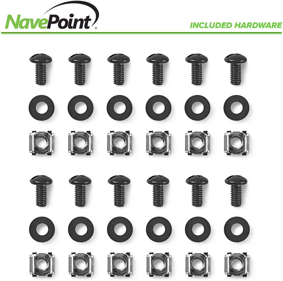 NavePoint 9U Portable Server Rack with Casters - 9U Network Rack Open Frame with Adjustable Rails, 132lbs Capacity - Up to 22.6' Deep 19-Inch Rack for IT Equipment, Telecom & A/V, Black