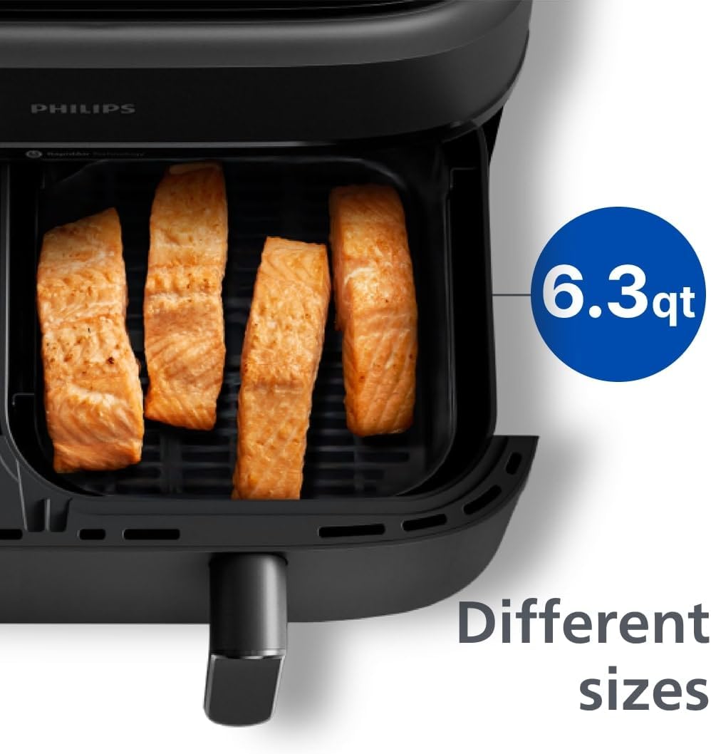 Philips Dual Basket Air Fryer - Healthy, Fast, and Versatile Cooking, 9.5QT Capacity, Touchscreen, 2-Drawer Design (NA350/00)