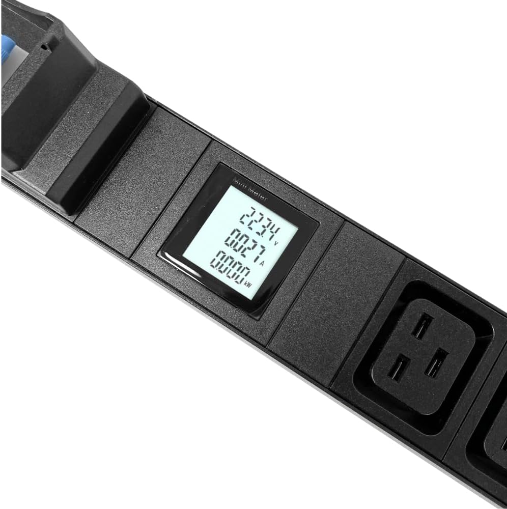 Rack Mount Power Strip - 240V 30A 2C19 & 4 C13 outlets PDU with Built-in Surge Protector, Volt & Amp Meter for Data Center - 19' Metal Housing, Ears & Fittings Included (2C19 4C13)