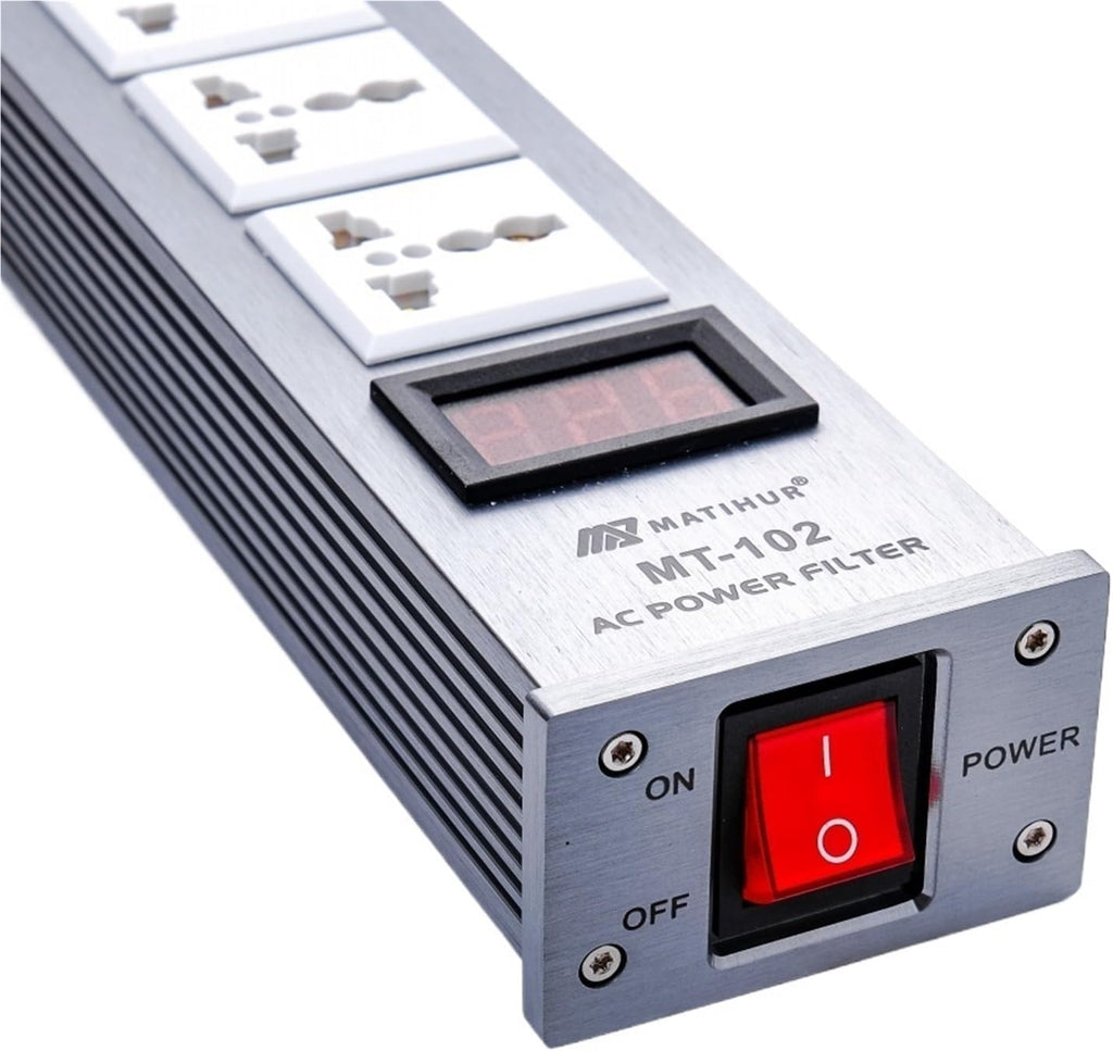 1PCS HiFi MT-102 Audio Noise AC Power Filter Power Conditioner Power Purifier Surge Protection with EU Outlets Power Strip(Silver,EU Plug)