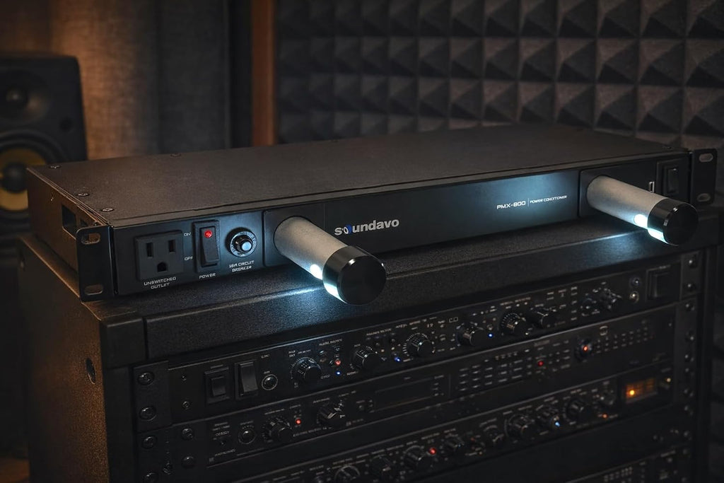 PMX-800 Rack-mount 1U Power Conditioner/Surge Protection - Noise Filtering with 2 Front-panel Pull-out LED Lights (No Sequencer Function)