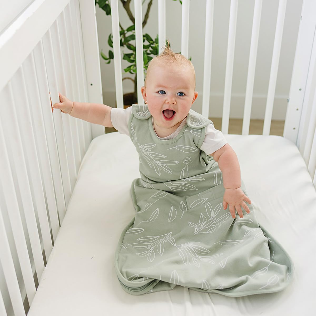 Woolino 4 Season Ultimate Baby Sleep Sack – Merino Wool Baby Sleeping Bag, Organic Cotton Outer, Temperature Regulating Wearable Blanket, All Season, 2 Months–2 Years - Sage