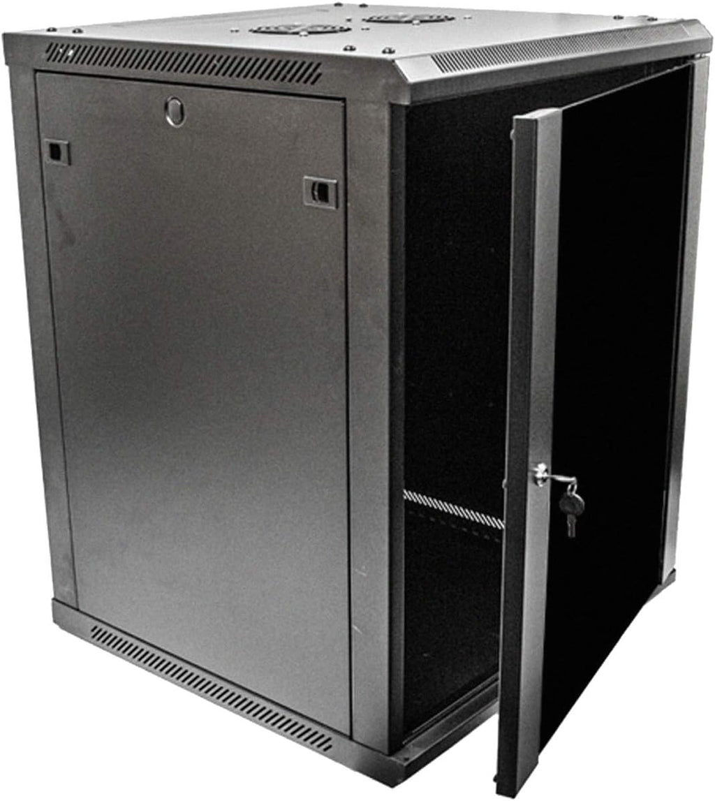 Navepoint 15U Deluxe IT Wallmount Cabinet Enclosure 19-Inch Server Network Rack with Locking Glass Door 24-Inches Deep Black