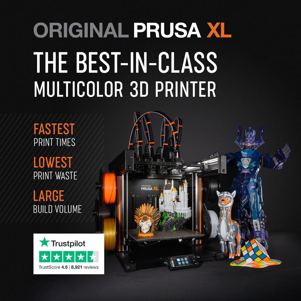 Original Prusa XL Assembled 5-Toolhead 3D Printer, Large-Scale CoreXY, Tested, Build Volume 360×360×360mm, 5 Independent Toolheads, Multi-Material, 1.75mm Filament