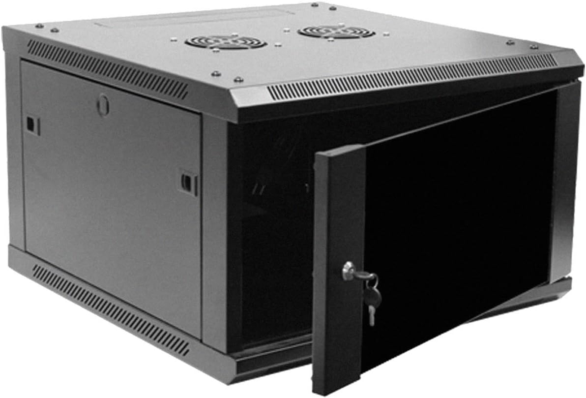 Navepoint 6U Deluxe IT Wallmount Cabinet Enclosure 19-Inch Server Network Rack with Locking Glass Door 24-Inches Deep Black