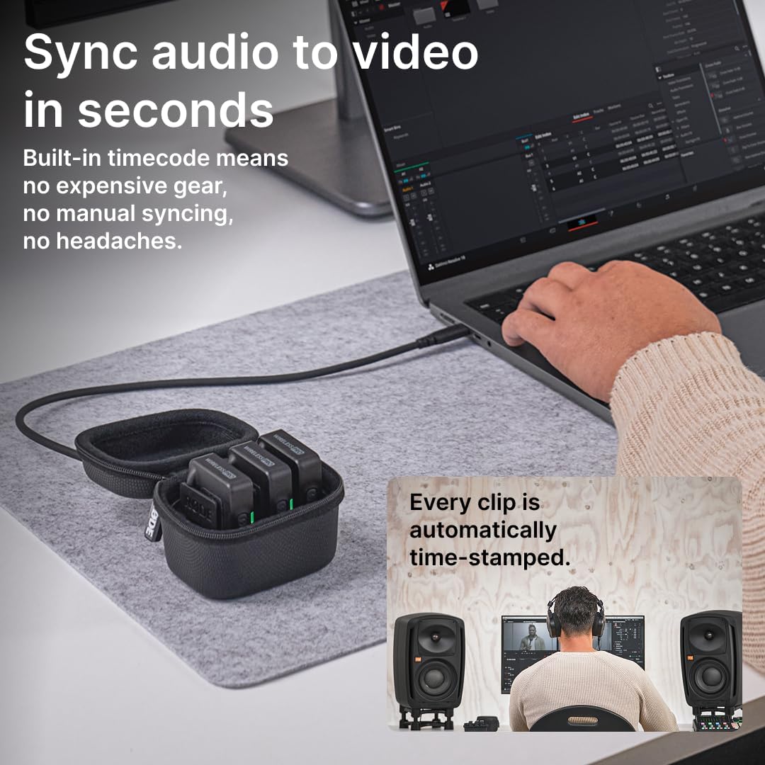 RØDE Wireless PRO Compact Wireless Microphone System with Timecode, 32-bit Float On-board Recording, 2 Lavalier Microphones and Smart Charge Case for Filmmaking and Content Creation