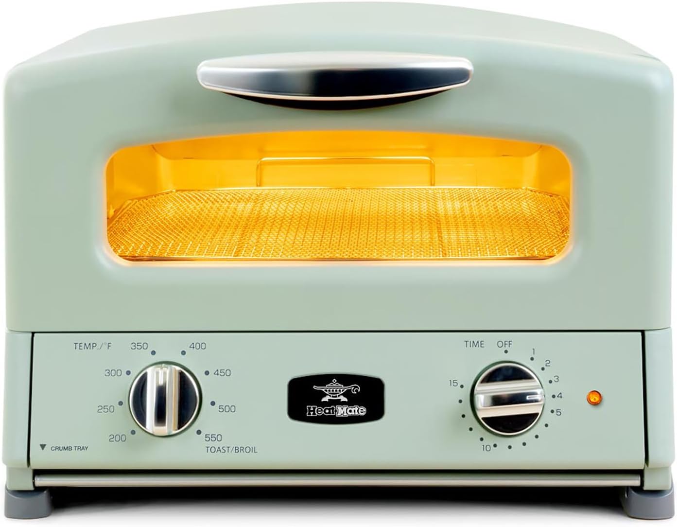 HeatMate Graphite Heating Technology Pop-Up Toaster w/7 Heat Settings, 3 Toasting Functions & Unique Bagel Mode, Olive Green