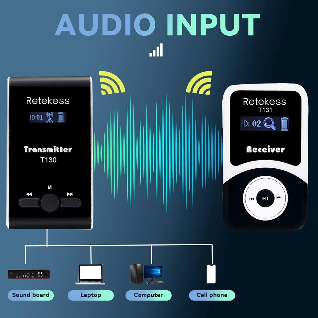 Retekess T130 Wireless Tour Guide System, Tour Guide Microphone and Speaker, 64 Slot Charge Case, Tour Guide Headsets for Church,School (4 Transmitters and 60 Receivers)