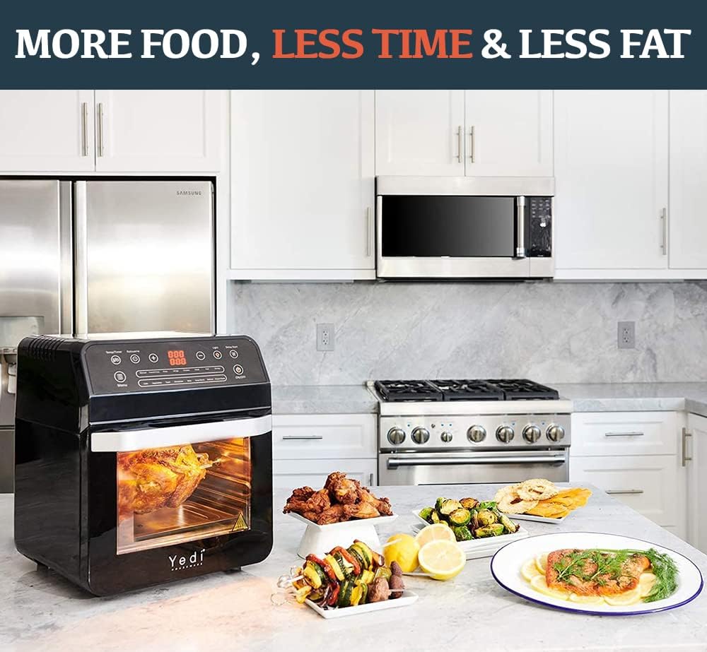 Yedi HOUSEWARE Total Package Air Fryer Oven XL, 12.7 Quart, Deluxe Accessory Kit, Recipes, BPA-Free, Auto Shutoff, Black