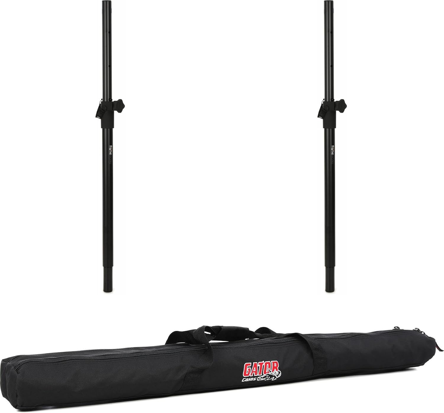 Gator Frameworks Adjustable Speaker Pole 2-Pack with M20 Adapter & Bag – Sturdy Height Adjust for Subwoofers – Durable & Portable Audio Solution