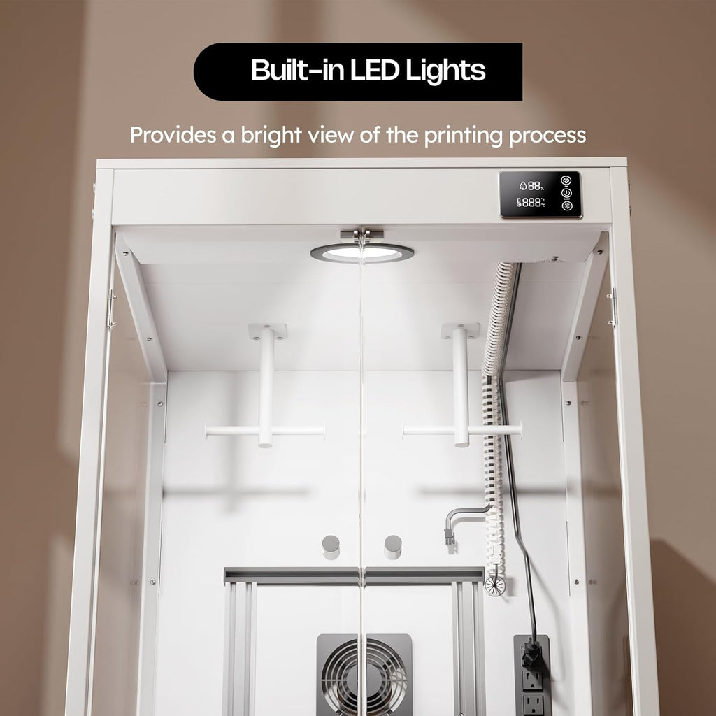 Crafit 3D Printer Cabinet, 3D Printer Enclosure with Ventilation, Thermo-Hygrometer and LED Light, Effectively Noise Reduction, Fits 3D Printers Up to 23''W x 22.4''D x 25.4''H