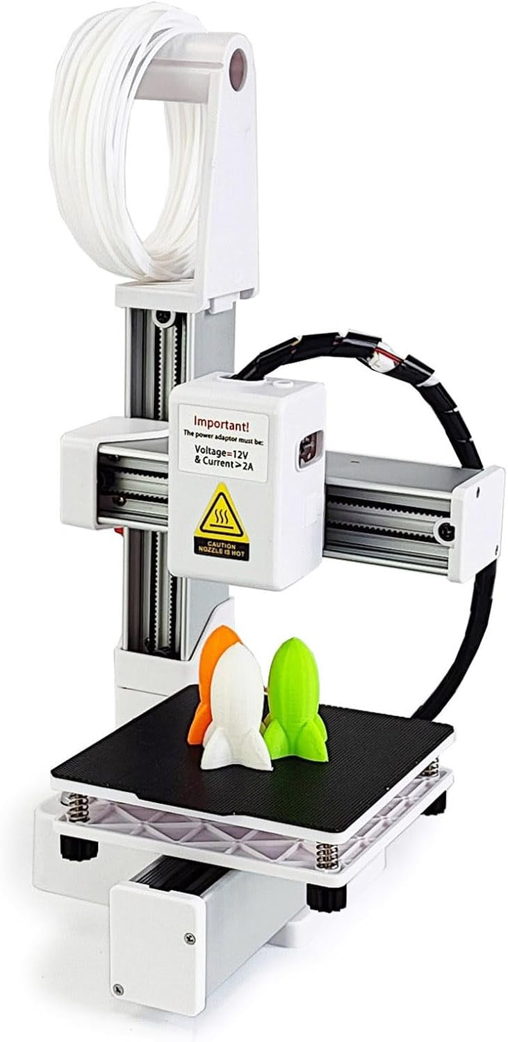 FDM Mini 3D Printer, Frequency Division Multiplexing 3D Printer, Fully Assembled for Beginners, High Precision Printing with TPU PLA (1.75mm), 100X100X100mm (White)