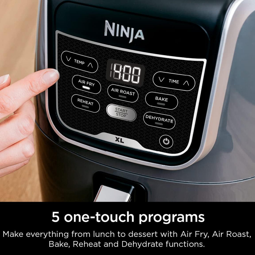 Ninja XL Air Fryer | 5.5 QT Capacity fits 3lbs of Wings | 5-in-1 Air Fry, Roast, Bake, Reheat & Dehydrate | 400°F Max Temp | 1750 Watts | With Dishwasher Safe Parts & Recipe Guide | Grey | AF150AMZ