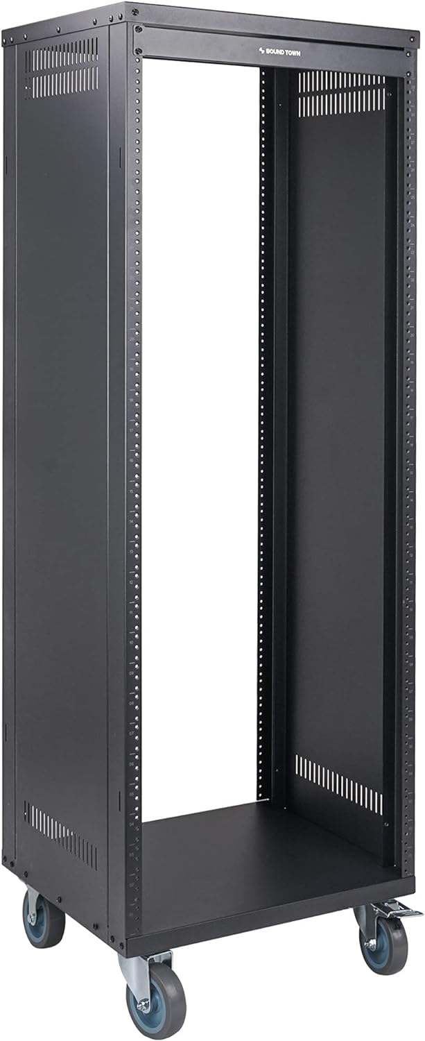 Sound Town 30U Universal Steel Rack, w/ 3' Locking Casters, Vented Side Panels for Audio Video, Server and Network Equipment (STRK-M30U)