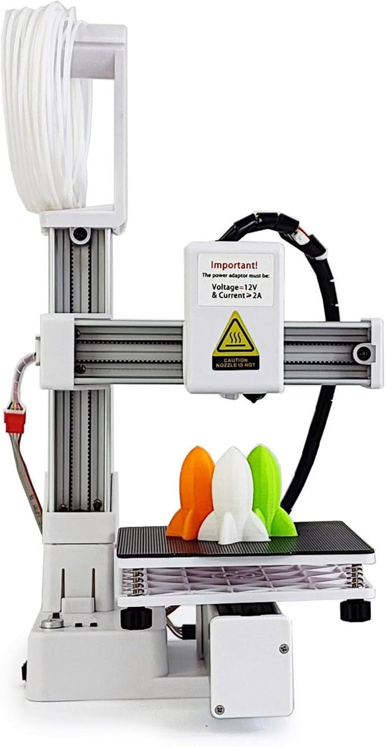 3D Printer for Kids and Beginners,3D Printing Machine Compatible with PLA TPU 1.75mm Filament,High Accuracy Fast Heating Compact 3D Printing Machine for Education (Black) (White)
