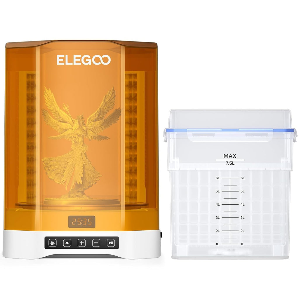 ELEGOO Mercury Plus V3.0 Wash and Cure Station, 7.5 L Large Capacity, Compatible with Mars Saturn Photon Halot MSLA LCD DLP 3D Printers, Washing Size of 9.05'×5.31'×10.24'