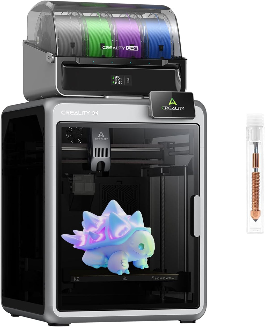 Creality Official K2 Combo(A) 3D Printer, Multi-Color Printing with CFS, 600mm/s High-Speed, AI Cameras, Full Auto-Leveling, Dual Z-Axis, 260x260x260mm Build Volume