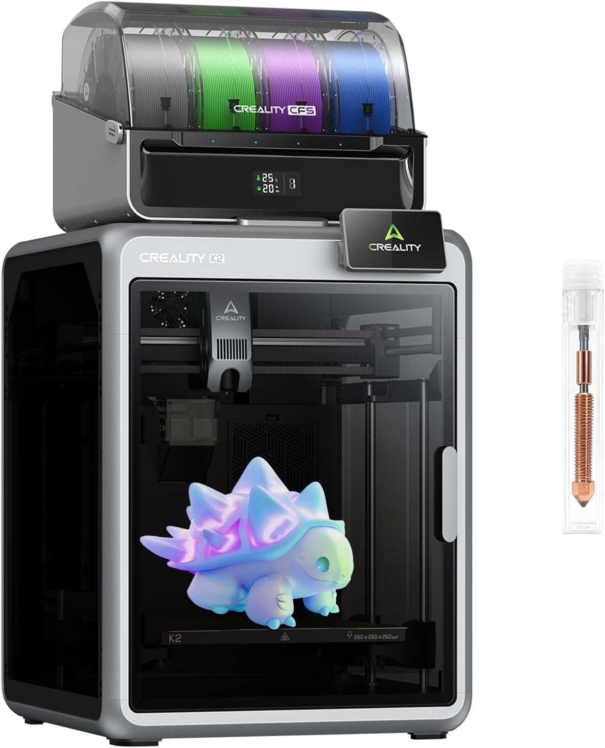 Creality Official K2 Combo(A) 3D Printer, Multi-Color Printing with CFS, 600mm/s High-Speed, AI Cameras, Full Auto-Leveling, Dual Z-Axis, 260x260x260mm Build Volume