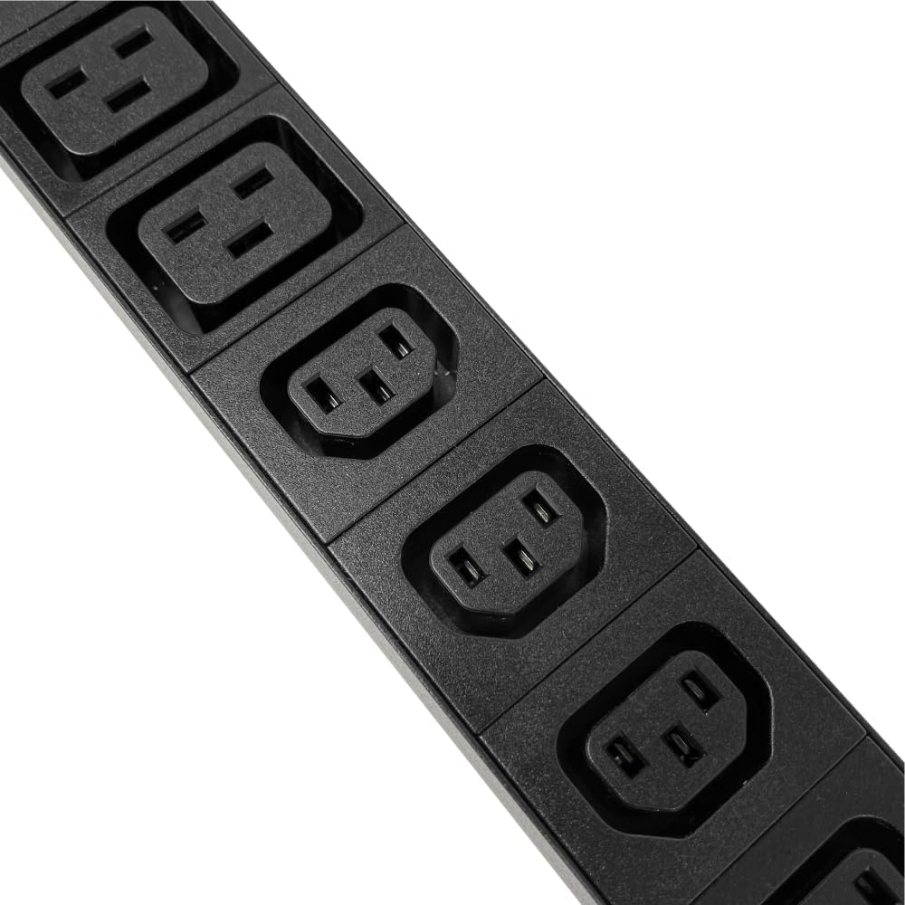 Rack Mount Power Strip - 240V 30A 2C19 & 4 C13 outlets PDU with Built-in Surge Protector, Volt & Amp Meter for Data Center - 19' Metal Housing, Ears & Fittings Included (2C19 4C13)